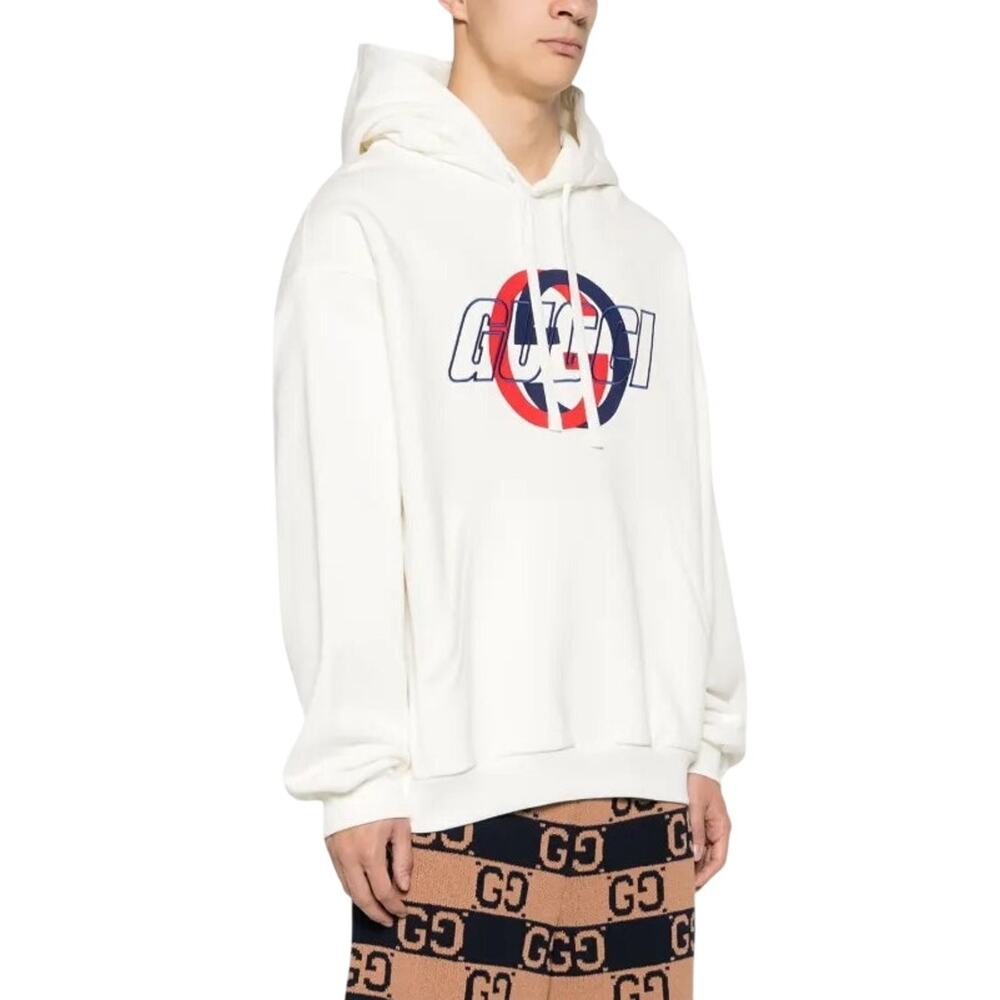 Gucci Interlocking G cotton hooded sweatshirt  multicolored logo NWT SZ SMALL